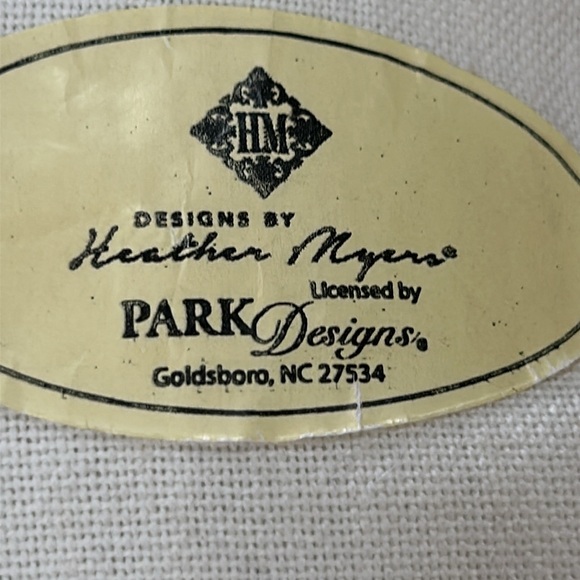 Park Designs Christmas 10” square accent pillow. Cream w/red and green wreath. - Picture 5 of 6